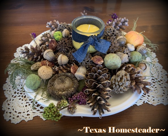 Pretty Fall Tablescape χρησιμοποιώντας φυσικά υλικά. #Texashomesteader